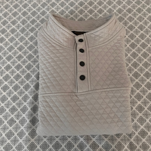 outpost Other - Quilted Henley Pullover Hoodie - Light Gray